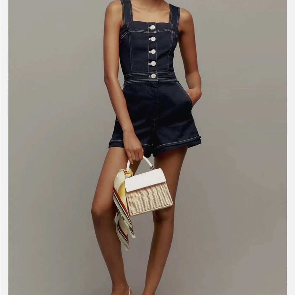 Maeve Dark Blue Denim Romper